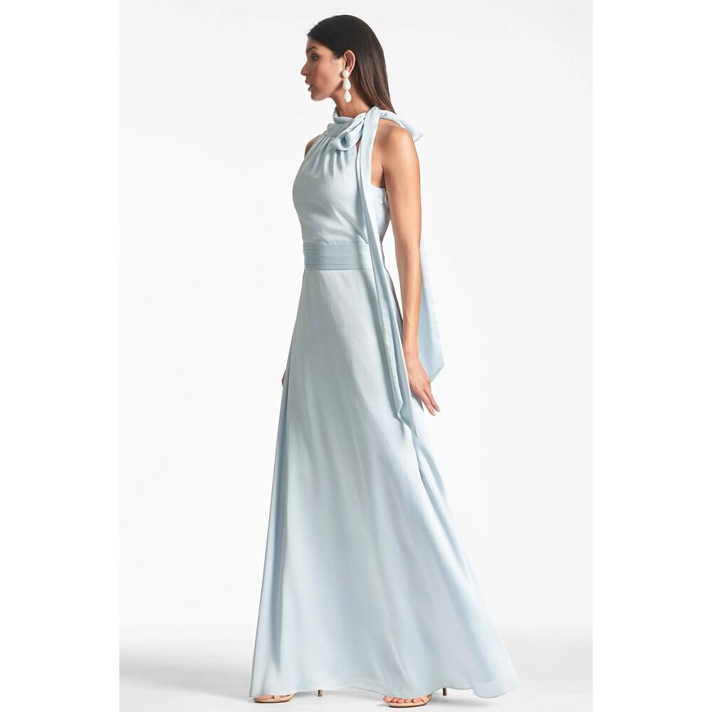 Sachin + Babi Pale Blue Halter-Tie Midi Gown